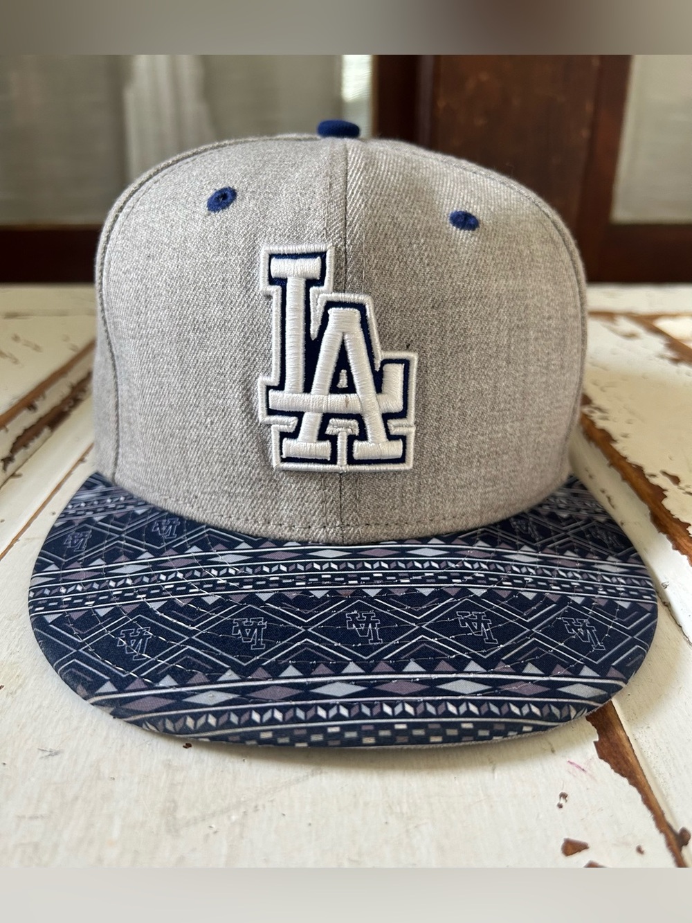 LA SnapBack Hat Gray Blue Los Angeles 59Fifty Snap Back
